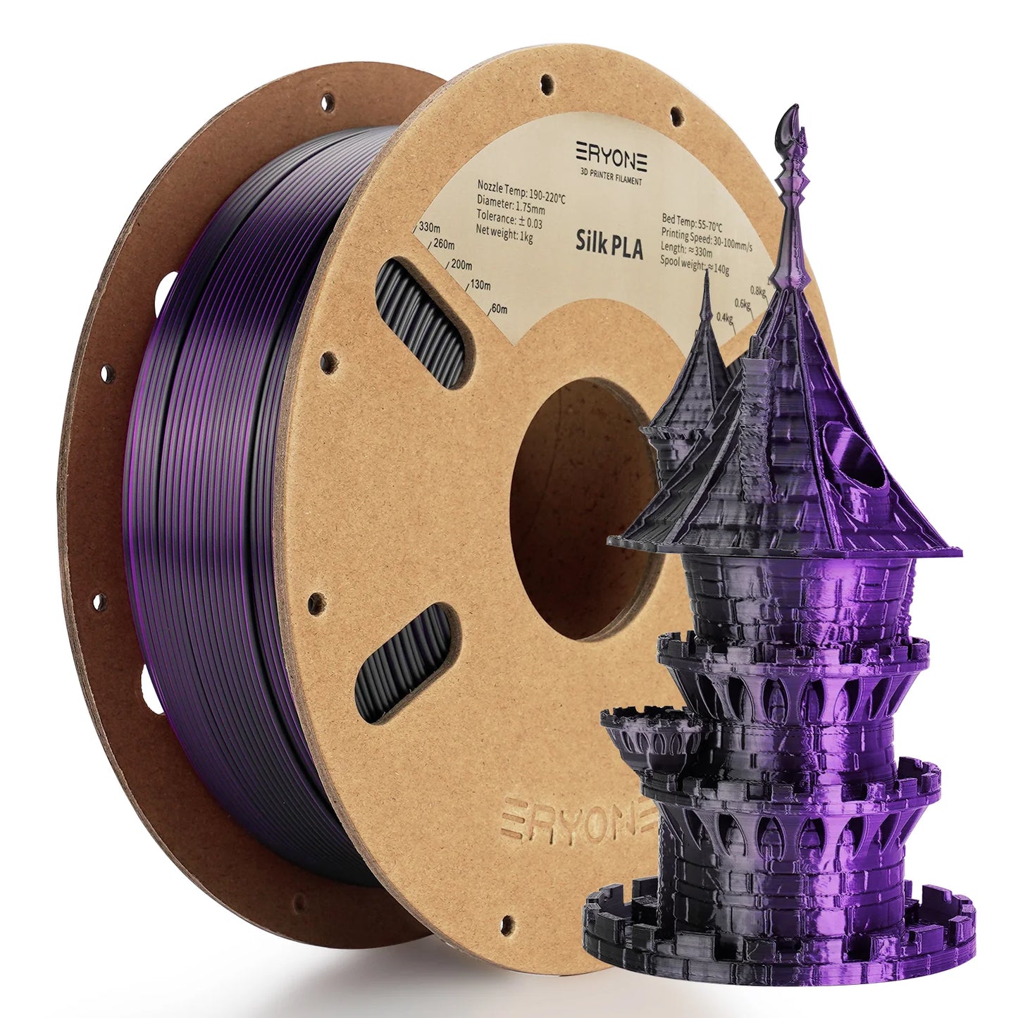 ERYONE Silk Dual-Color PLA Filament for 3D Printers