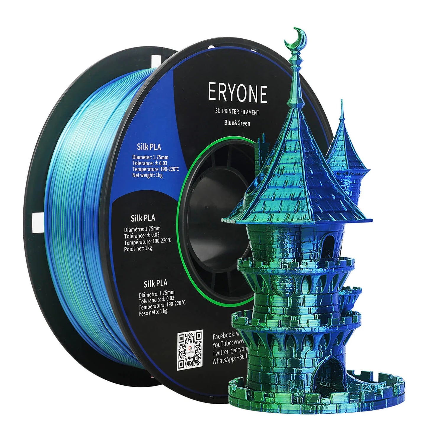 ERYONE Silk Dual-Color PLA Filament for 3D Printers