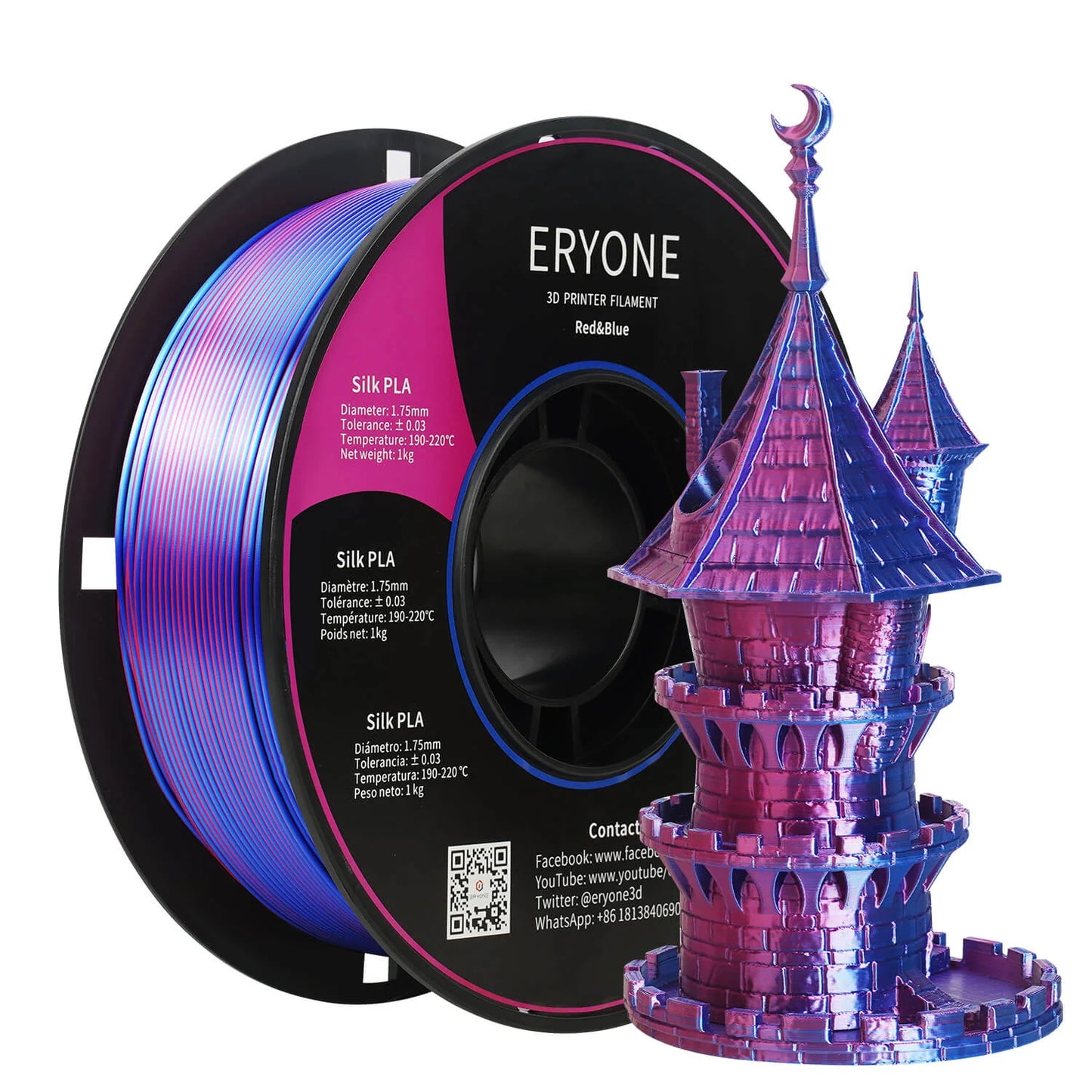 ERYONE Silk Dual-Color PLA Filament for 3D Printers