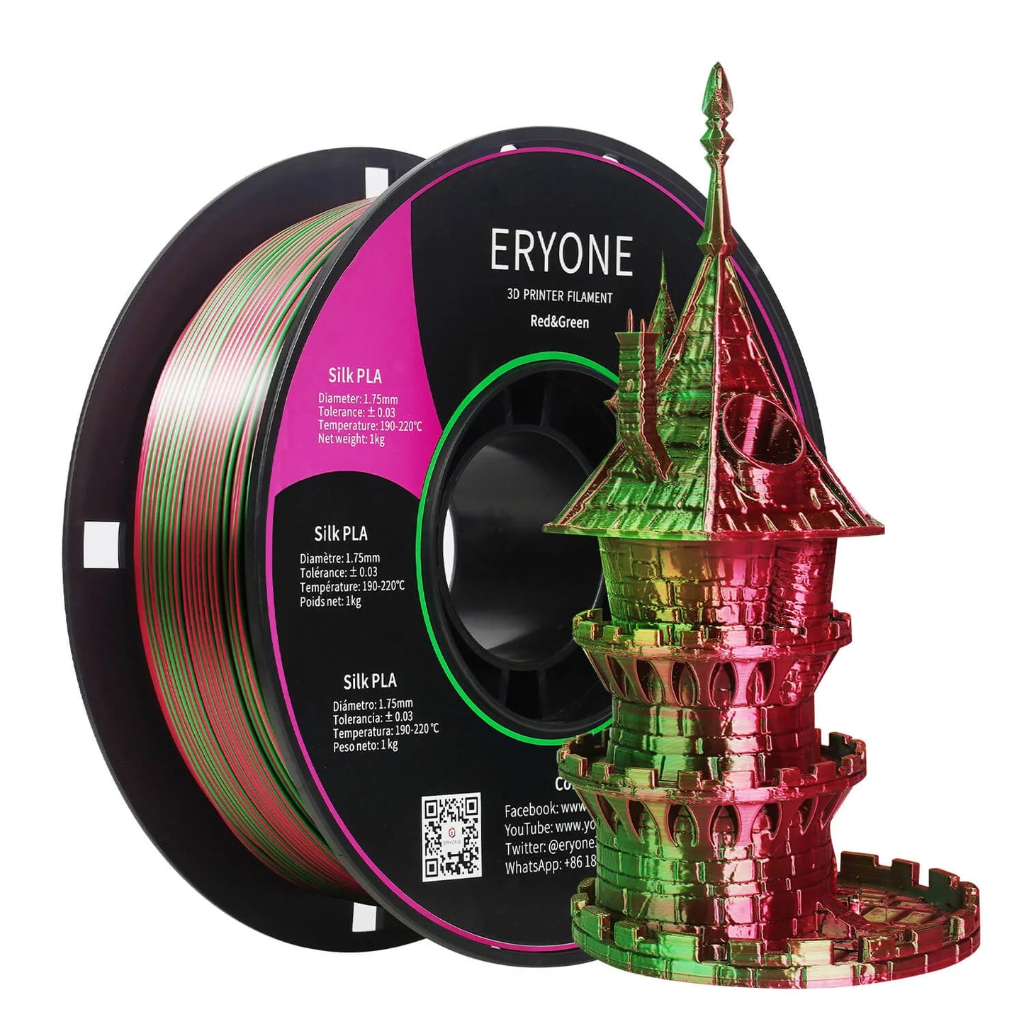 ERYONE Silk Dual-Color PLA Filament for 3D Printers