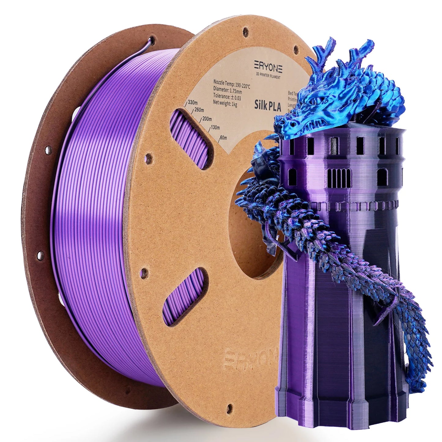 ERYONE Triple-Color Silk PLA Filament for 3D Printers