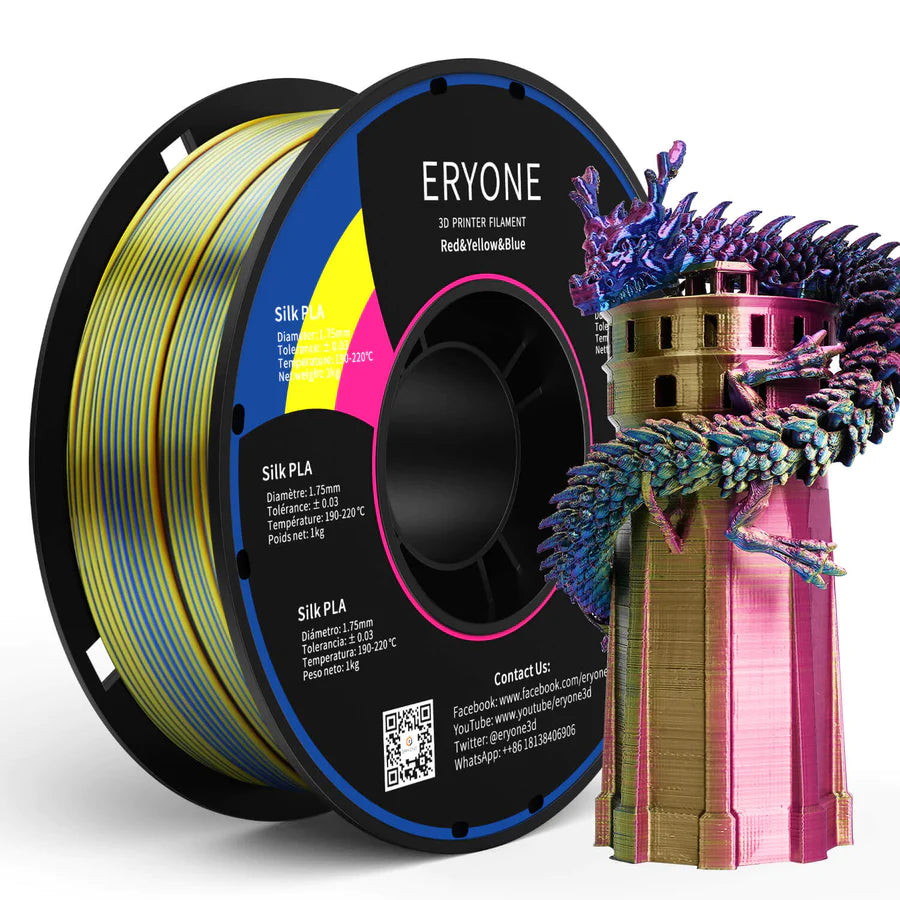 ERYONE Triple-Color Silk PLA Filament for 3D Printers